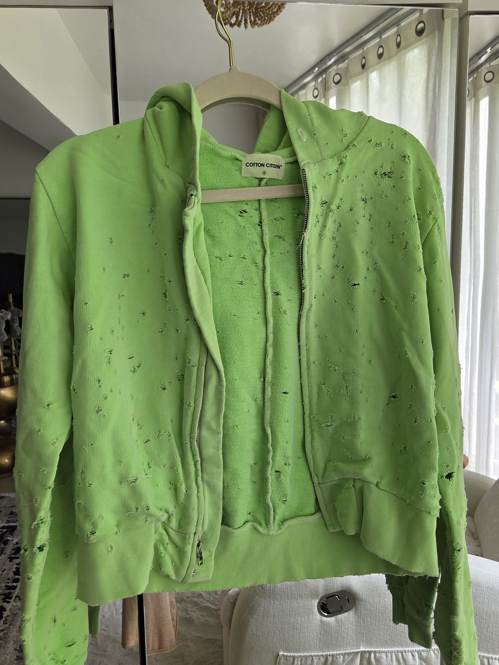 Cotton Citizen Women’s Neon Green Zip Hoodie